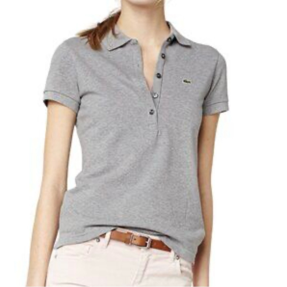 Lacoste Gray Fitted Polo Short Sleeve Tee